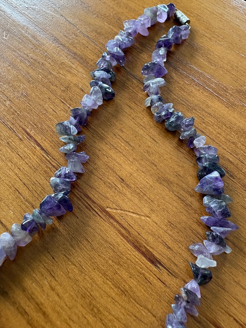 Vintage Amethyst Chip Necklace with Quartz Crystal Pendant – 17” - Picture 3 of 9
